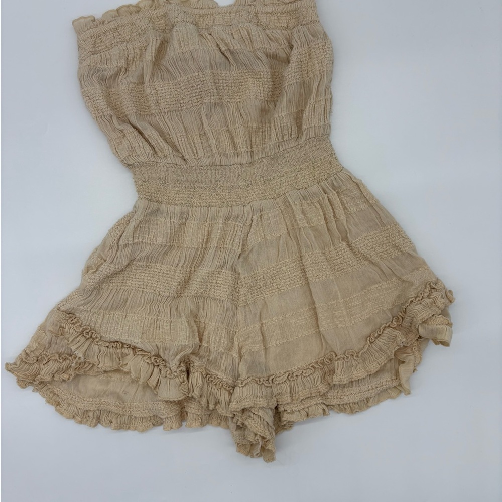Urban Outfitters Tan Ruffled Romper